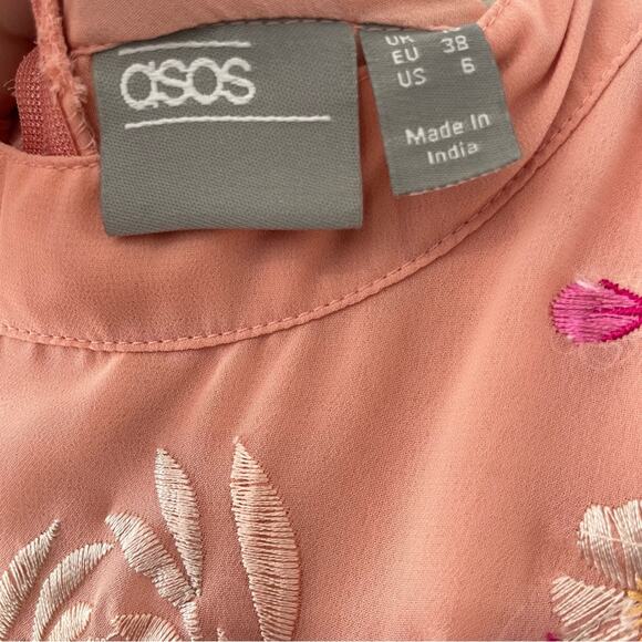 ASOS Embroidered Midi Dress | Blush Pink | Size 6 - Picture 2 of 5